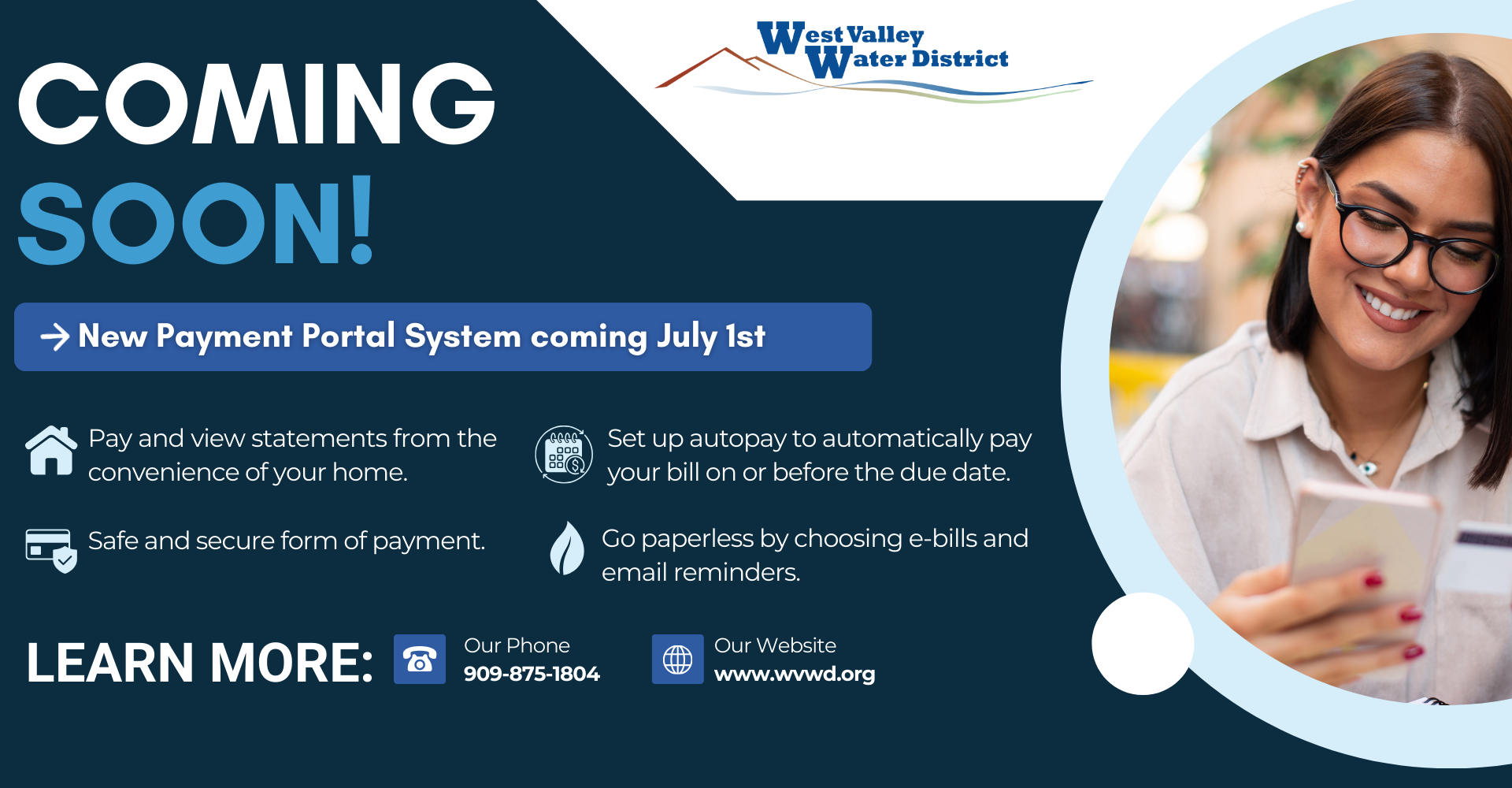 Banner showing the details of the new payment portal system